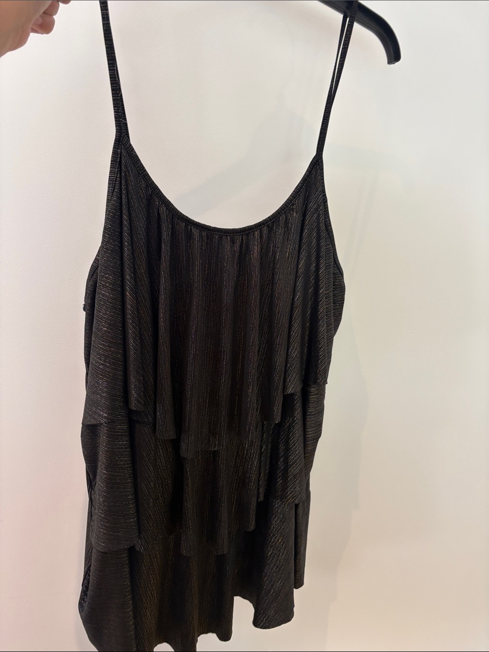 Penningtons Black Metallic Tiered Tank Top
